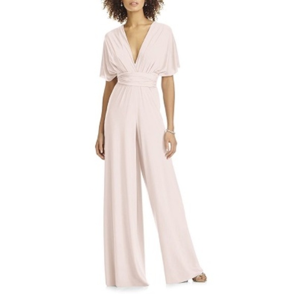 convertible wide leg jersey jumpsuit